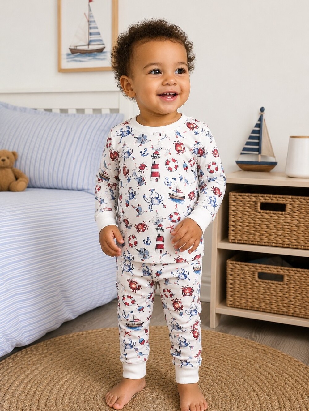 Hart + Land Organic Pima Cotton Nautical Pajama Set | 18-24M